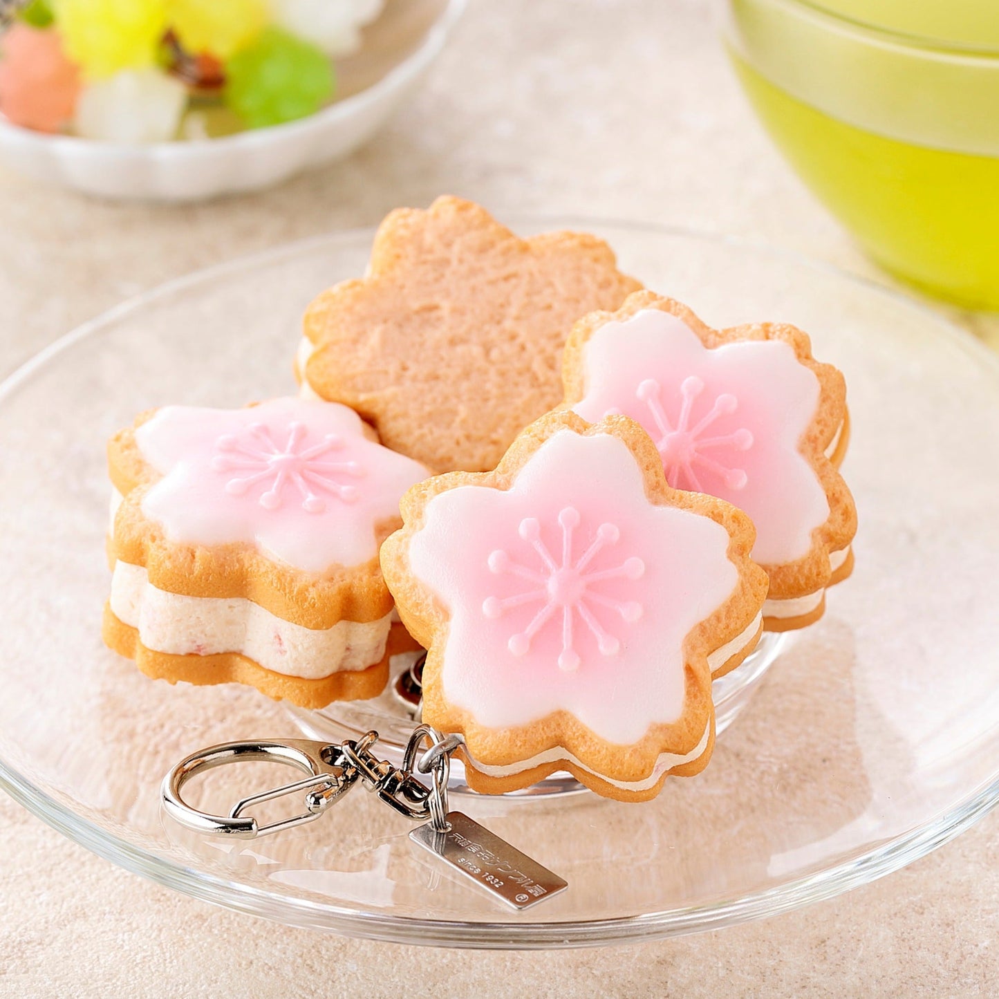 Fake Food / Cherry Blossom Cookie Sandwich / Key Ring