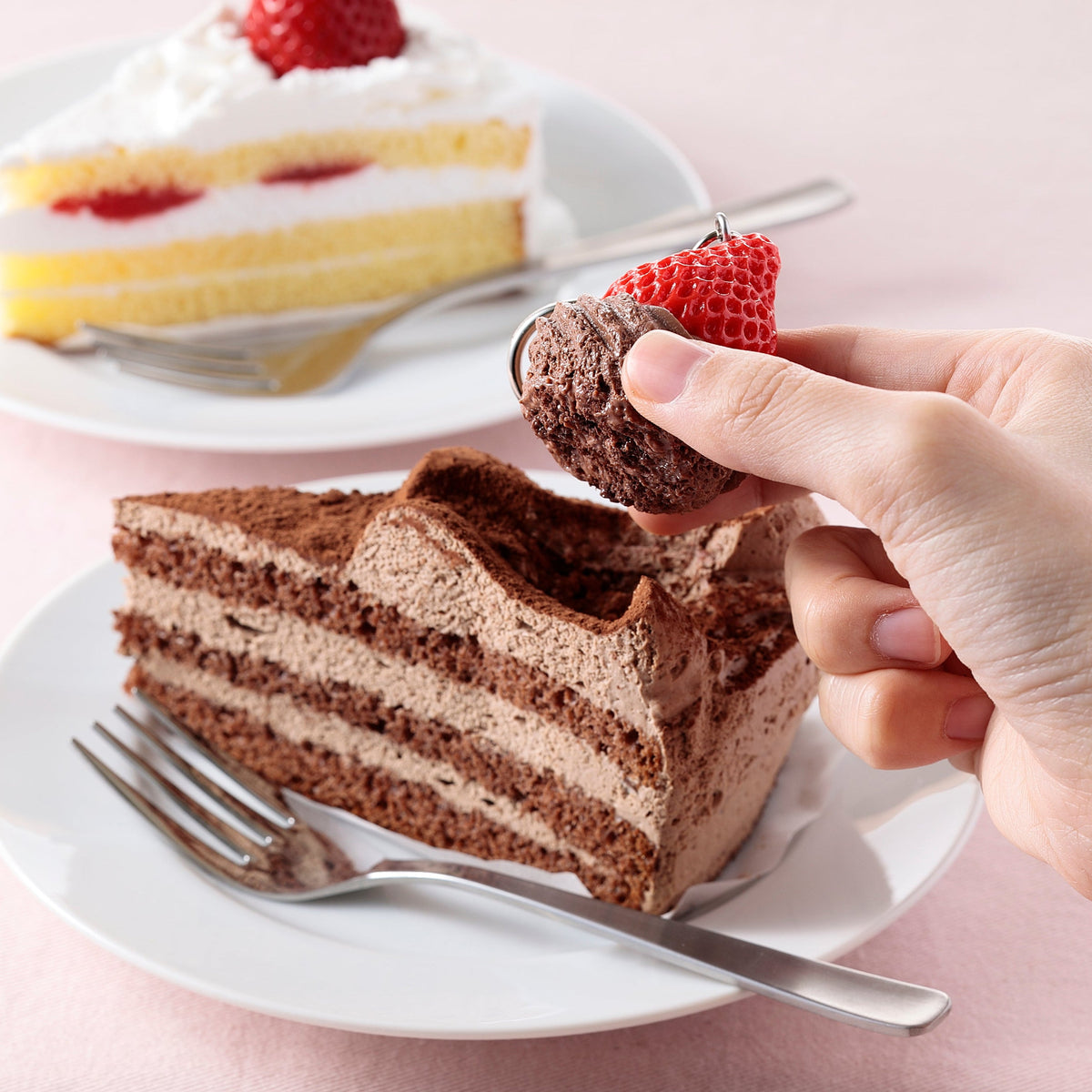 Fake Food / Strawberries for Chocolate Cake (Eat-It-First) / Key Ring