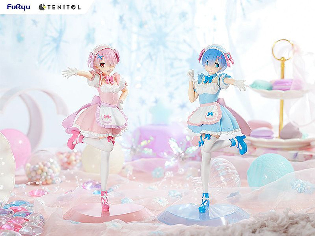 FuRyu TENITOL Yumekawa Maid Rem & Ram Figure Set w/Bonus (Re:ZERO -Starting Life in Another World-)