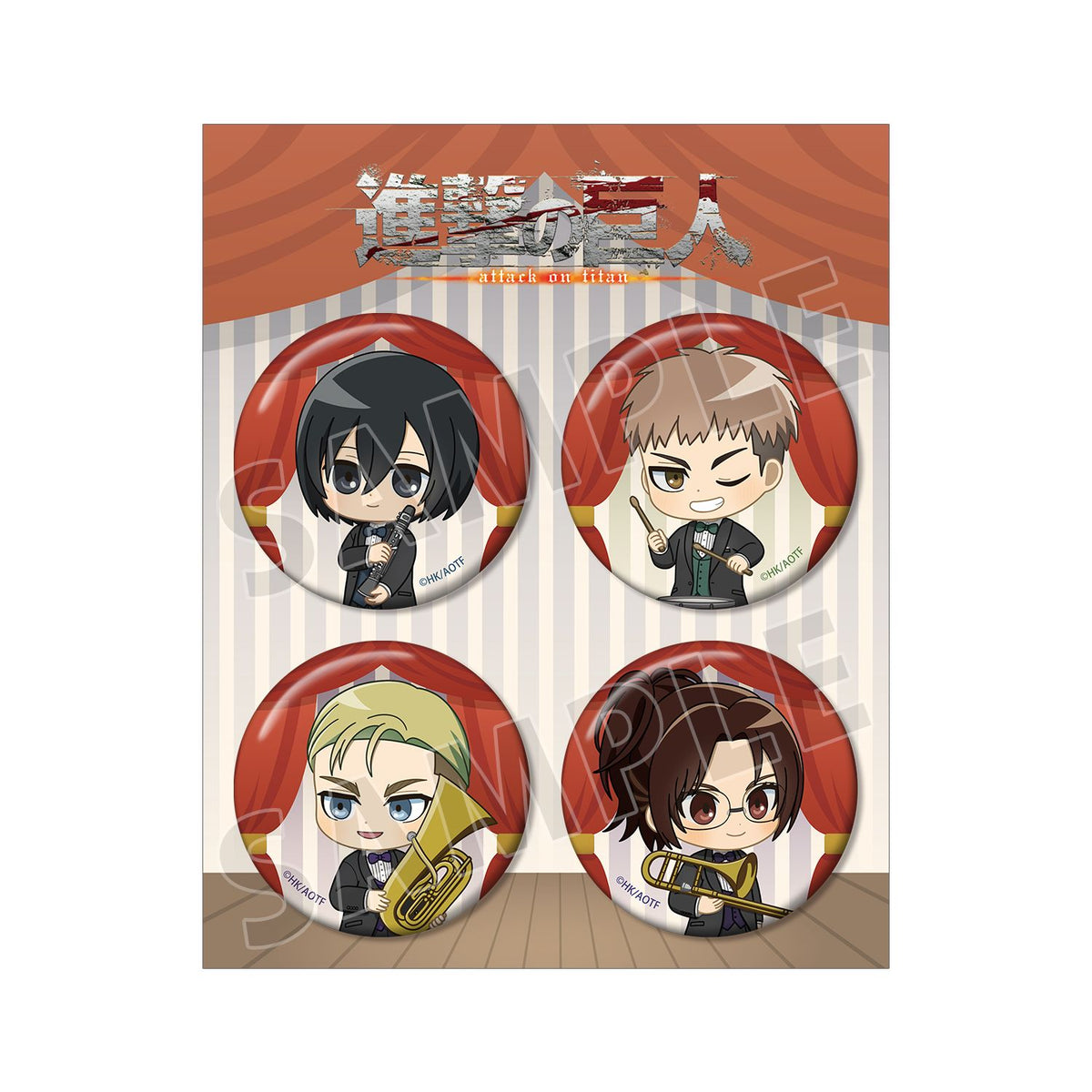 Attack on Titan Chibi Character Jazz ver. Can Badge Set of 4 ver.B - arma bianca