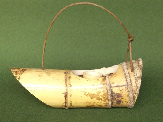 Bamboo Flower Vase (Hanaire) — Tsuribune (Boat-Shape), Premium — Takayama