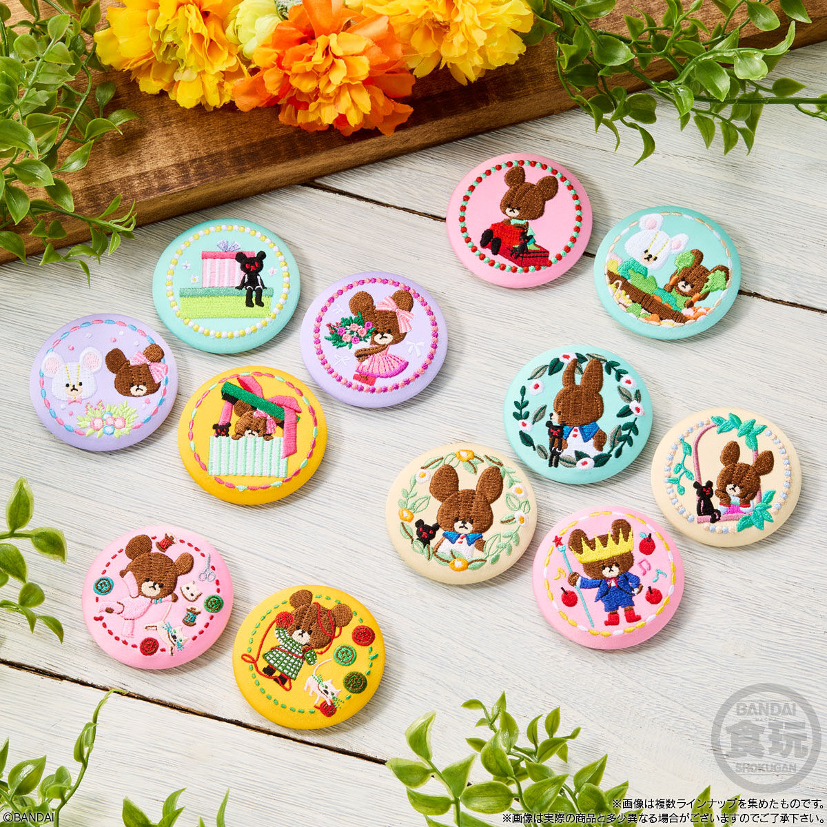 BANDAI Candy  Kuma no Gakkou Embroidered Can Badge Biscuit