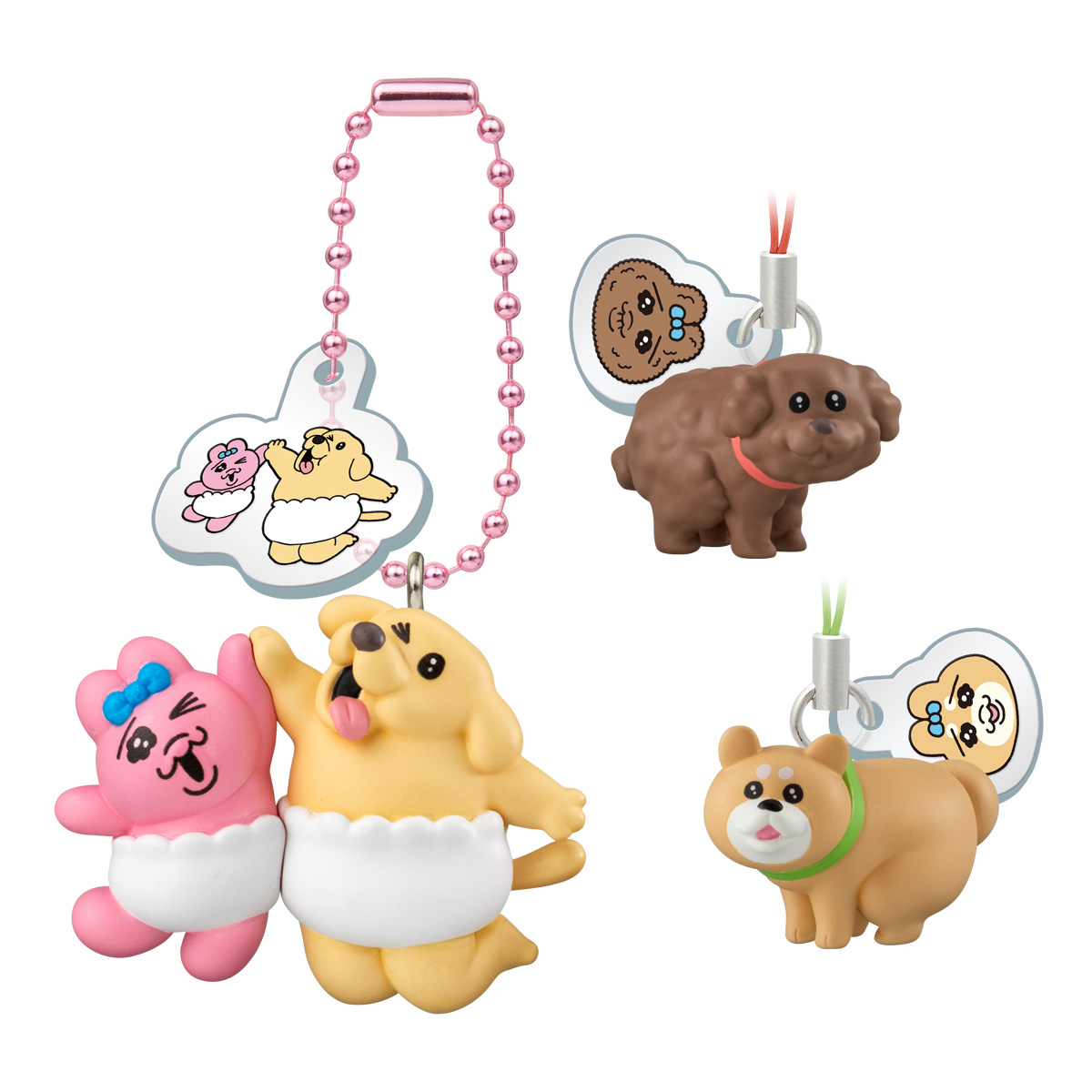 BANDAI Candy Opantsuu Usagi and Wan-ko Mascot with Biscuit