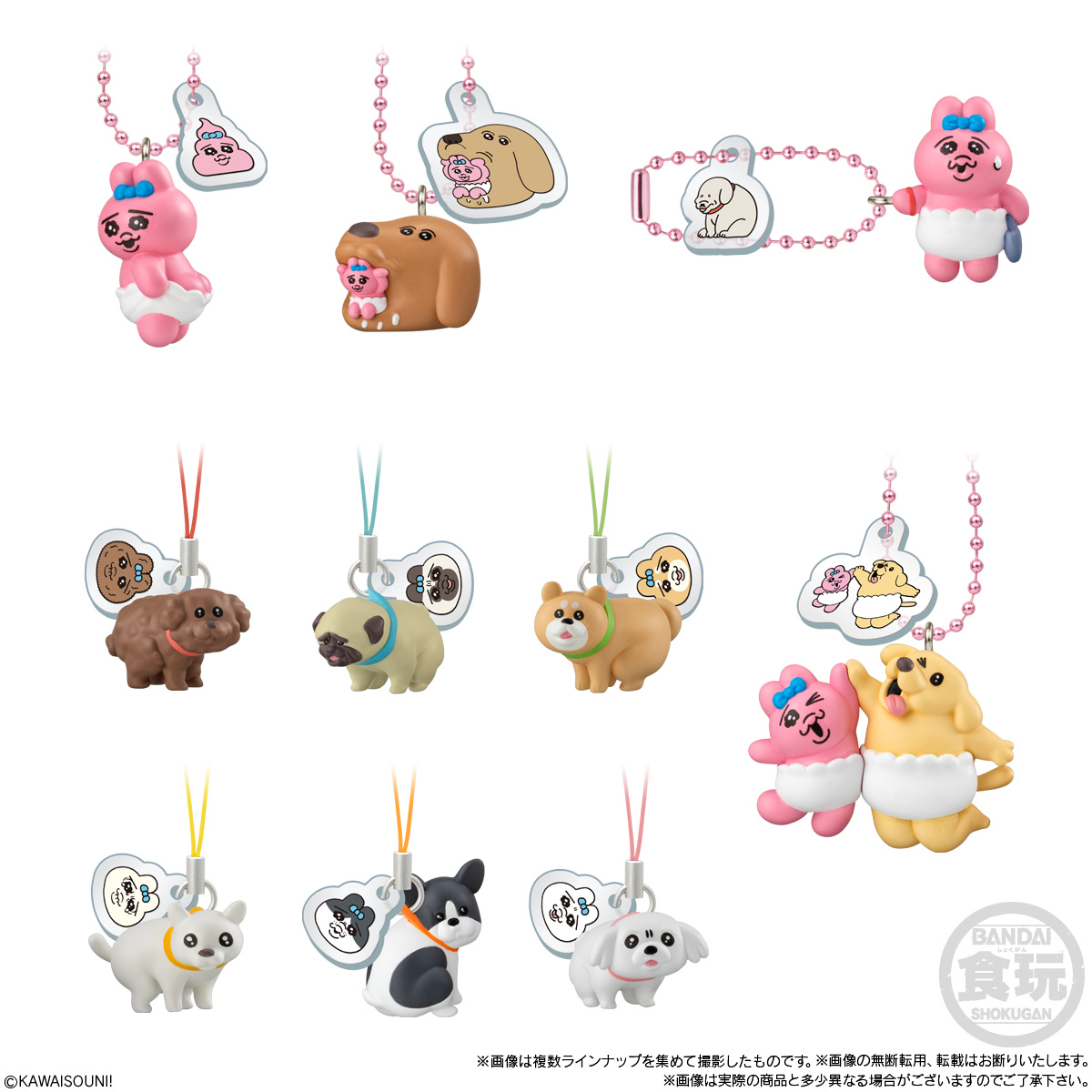 BANDAI Candy Opantsuu Usagi and Wan-ko Mascot with Biscuit