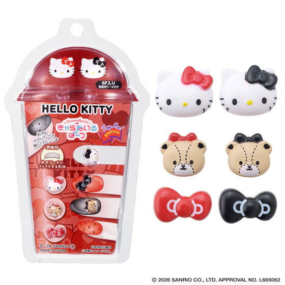 Character Nail Parts Hello Kitty Red & Black Assortment (Sanrio Characters) - LIFESTYLE BANDAI