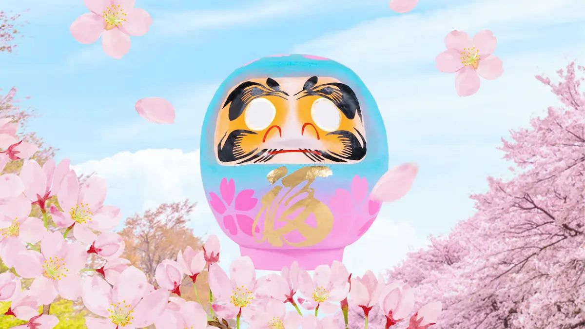 Daimonya Cherry Blossom Daruma [Blue Sky]