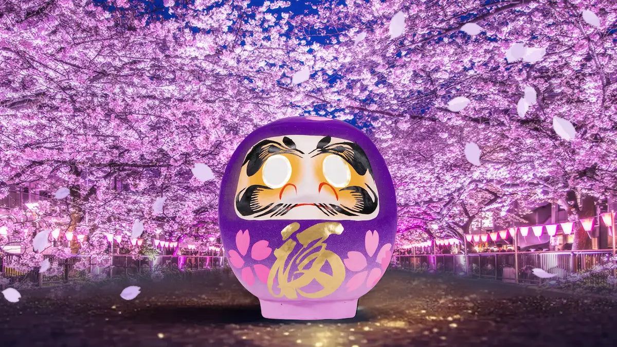 Daimonya Cherry Blossom Daruma [Night Cherry Blossom]