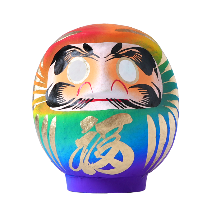 Daimonya Happy Rainbow Daruma 12cm