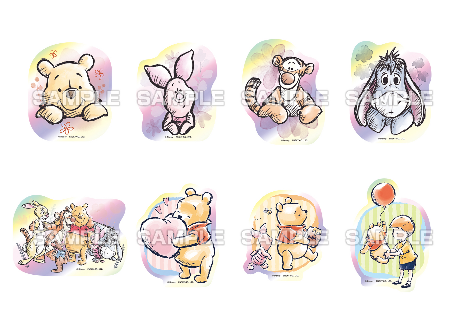 Ensky Winnie the Pooh Character Cut Sticker Gum (Disney)