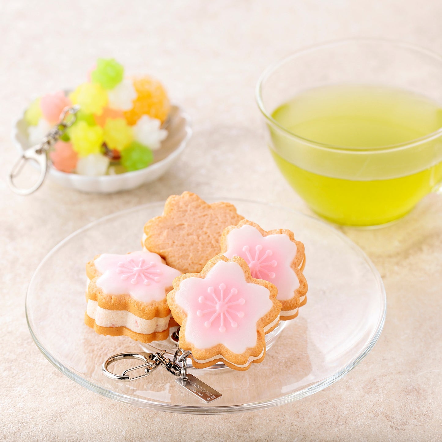 Fake Food / Cherry Blossom Cookie Sandwich / Key Ring