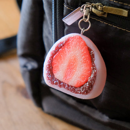 Fake Food / Large Strawberry Daifuku / Key Ring