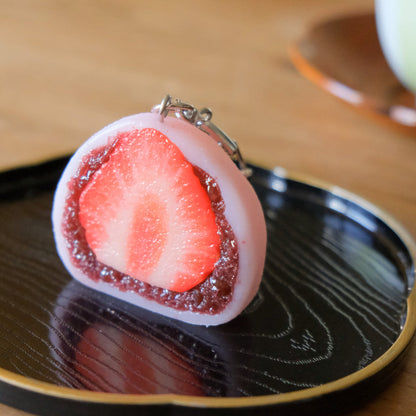 Fake Food / Large Strawberry Daifuku / Key Ring