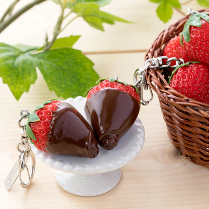 Fake Food / Strawberry With Milk Chocolate / Key Ring