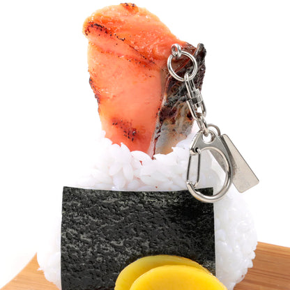 Fake Food / Rice Ball Salmon For Going Out / Key Ring Set