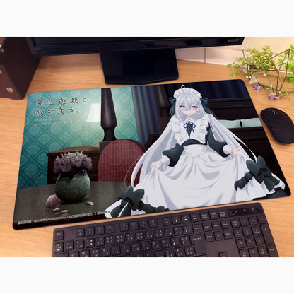 Playing Death Games to Put Food on the Table Original Illustration Ghost House Rubber Mat Yuki - Key-th