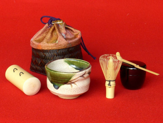 Portable Outdoor Tea Set (Nodate) — Basket, Pattern J — Takayama